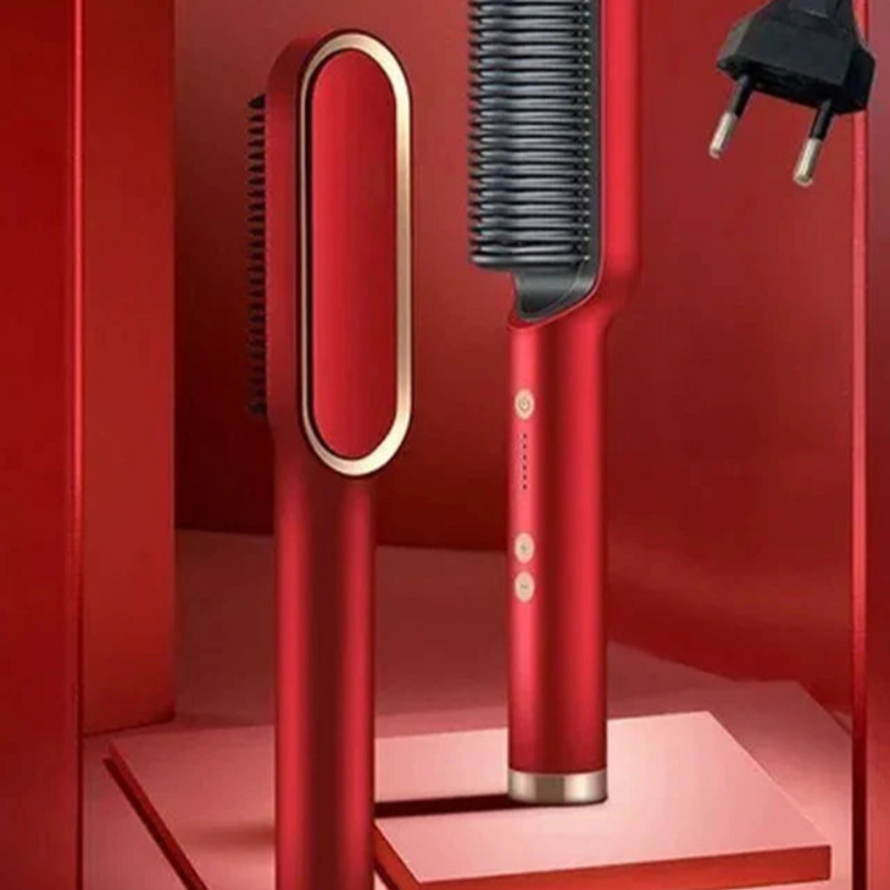 2 In 1 Straight Hair Comb Wireless Hair Straightener Brush Hair Fast Heating Portable Hot Curler USB Charging